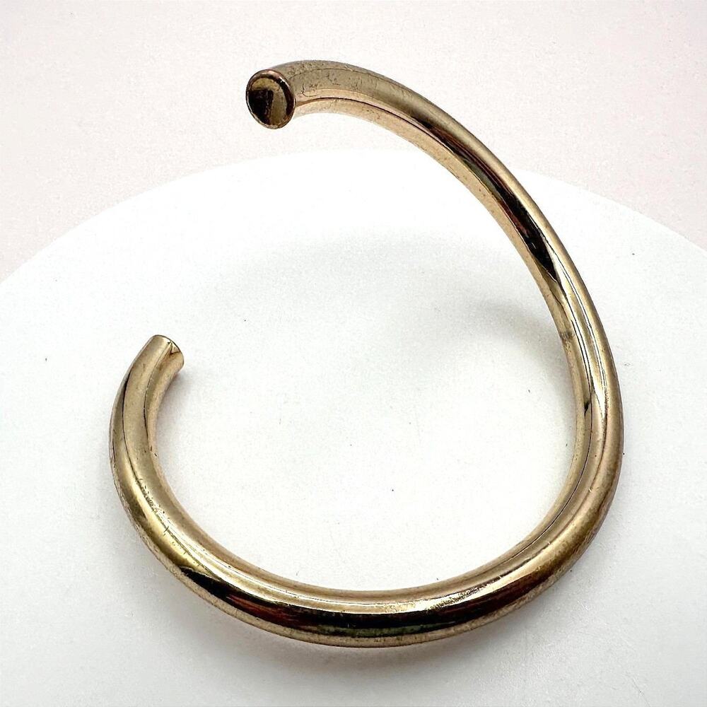 Vintage 90s Sculptural Spiral Cuff Bracelet Gold Tone Minimalist Women's Jewelry